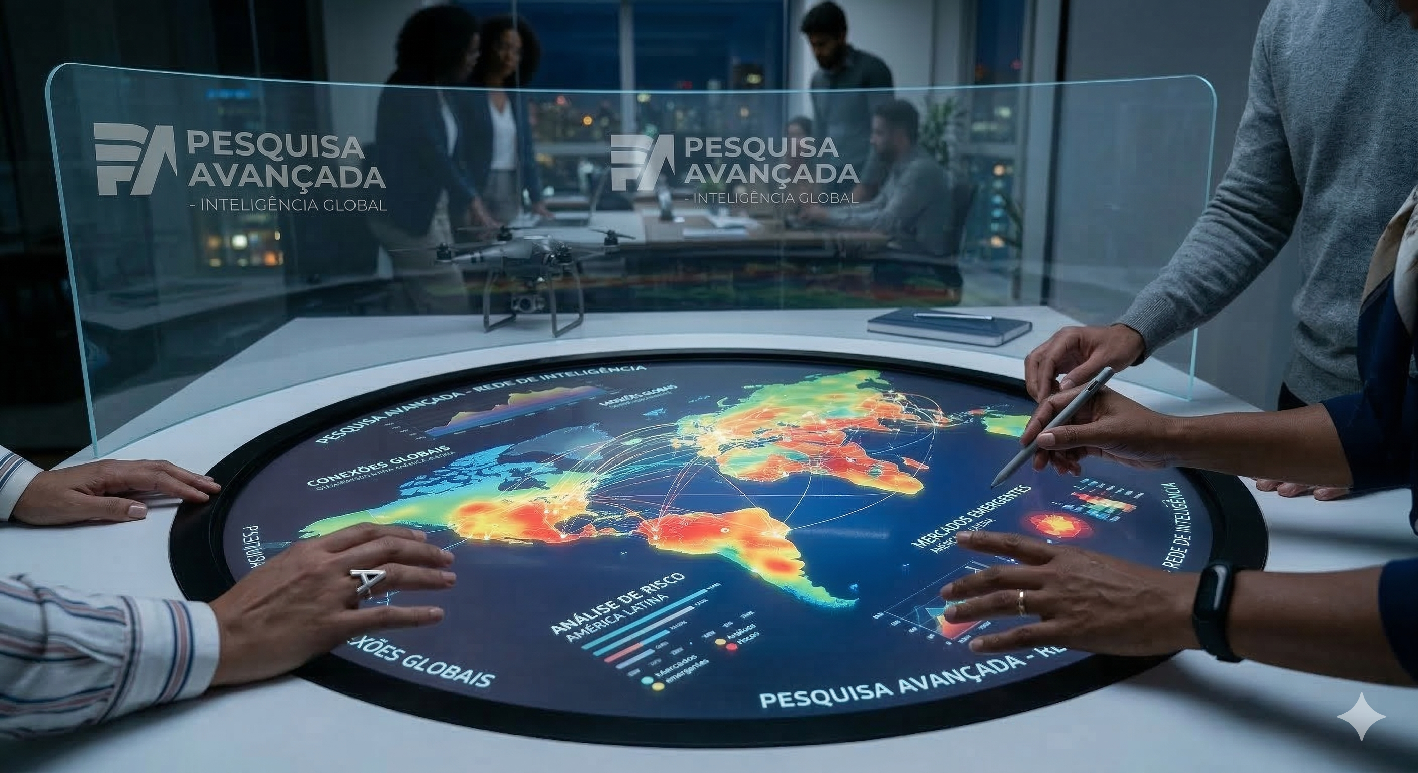 Moderador conduzindo grupo de discussão com participantes da pesquisa